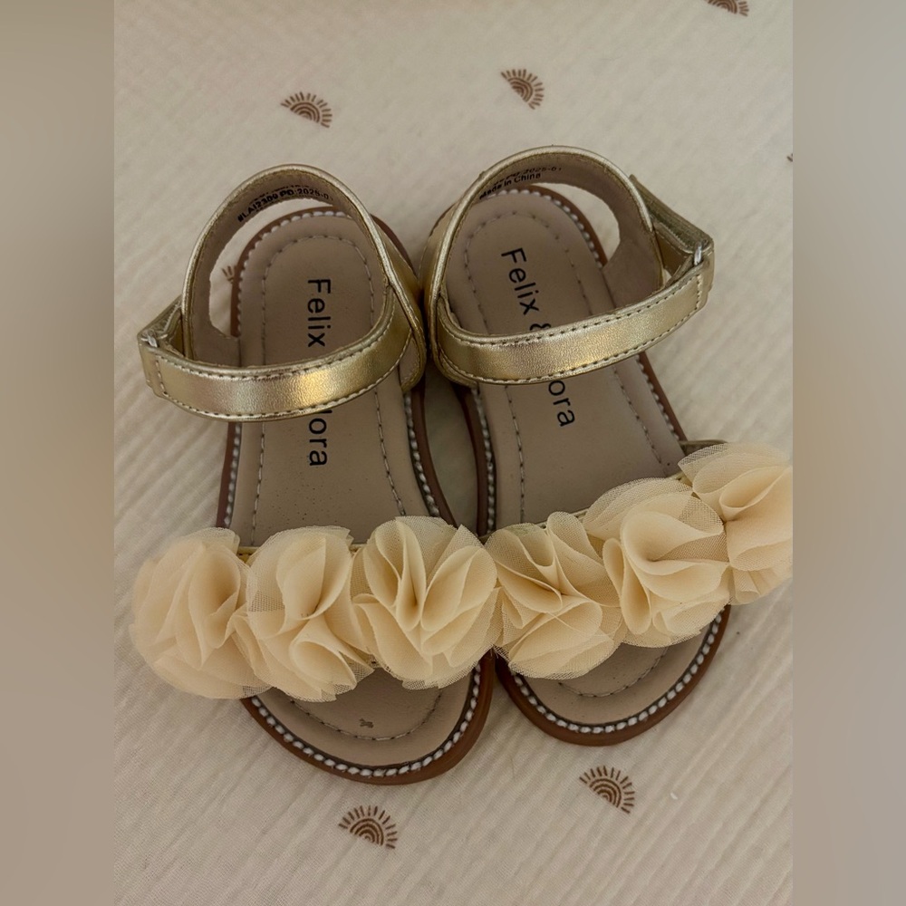 Felix Flora Gold and Cream Kids Sandals